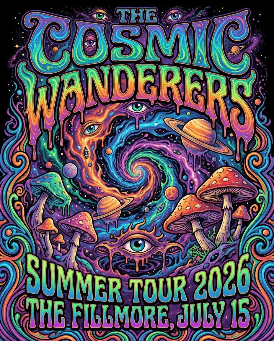 Psychedelic style band poster